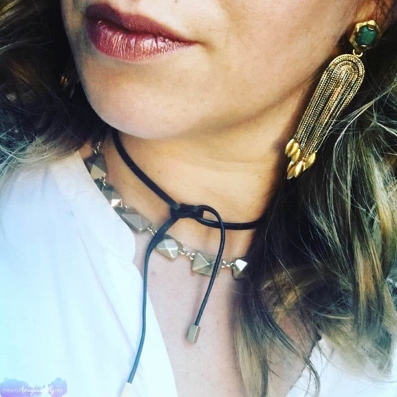 Stella & Dot | [V] Exotic Turquoise Blue+Gold Odeon Statement to Stud Earrings - Picture 4 of 11